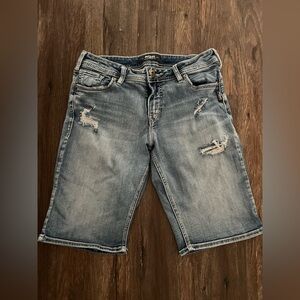 Silver Suki Distressed Bermuda Shorts